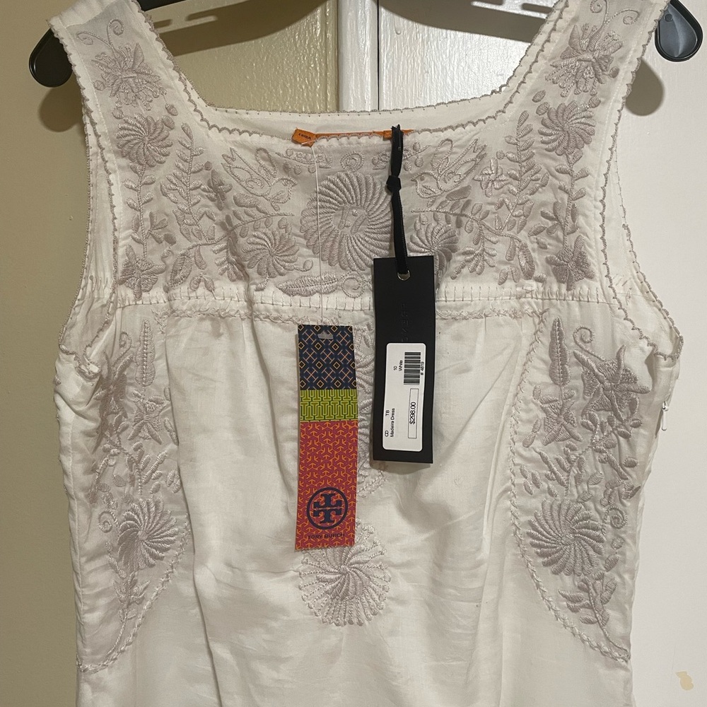 Tory Burch Cream Medeira Shift Embroidered Dress
